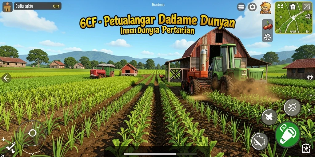 Screenshot gameplay 6CF yang menunjukkan aktivitas bertani dan merawat hewan.
