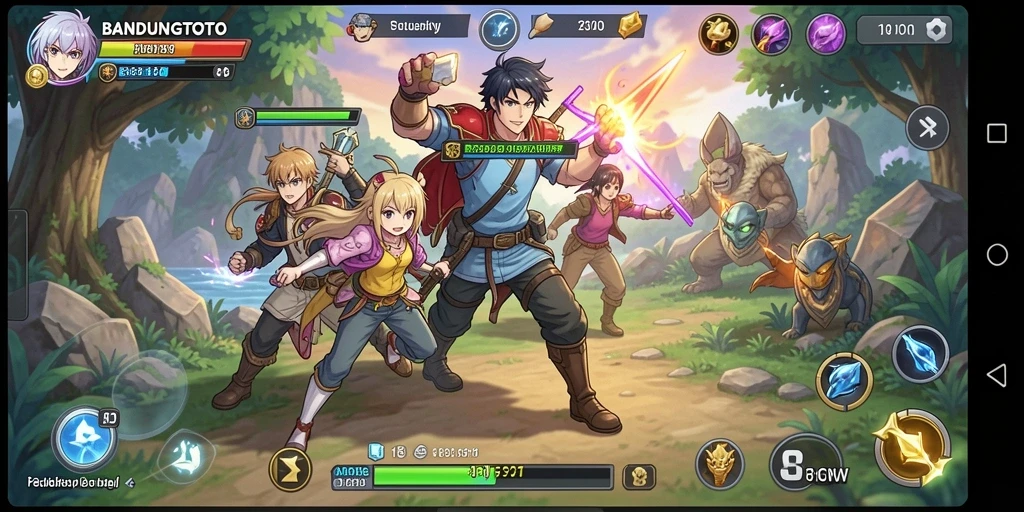 Tampilan screenshot BANDUNGTOTO menampilkan pertarungan seru dan karakter Anime yang ikonik.