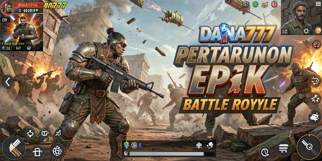 Screenshot DANA777 menampilkan adegan epik pertarungan Battle Royale.