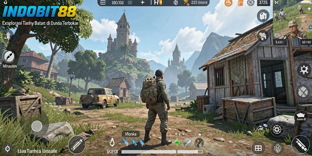 Screenshot INDOBIT88 menampilkan aksi gameplay di dunia terbuka yang luas dan menakjubkan.