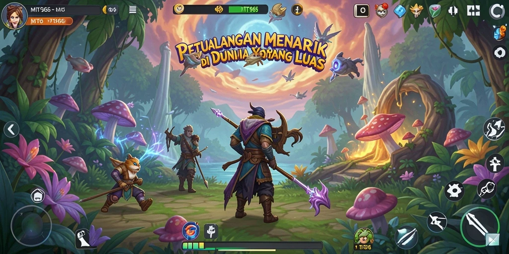 Screenshot gameplay MT966 menampilkan petualangan epic di dunia terbuka.