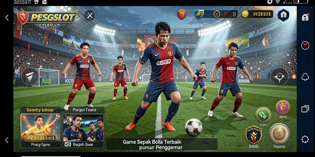 Tampilan gameplay menarik dari PESGSLOT dengan aksi sepak bola seru.
