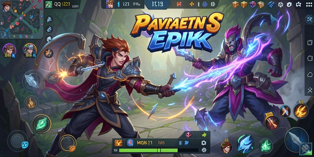 Tampilan aksi seru dalam gameplay QQ1221 MOBA.