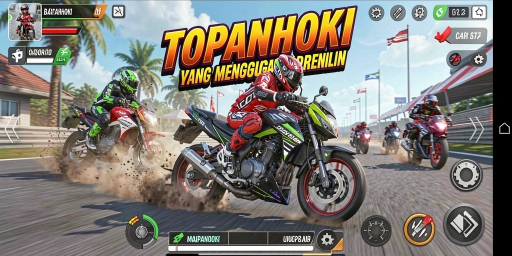 Gameplay seru dalam balapan motor yang menegangkan.